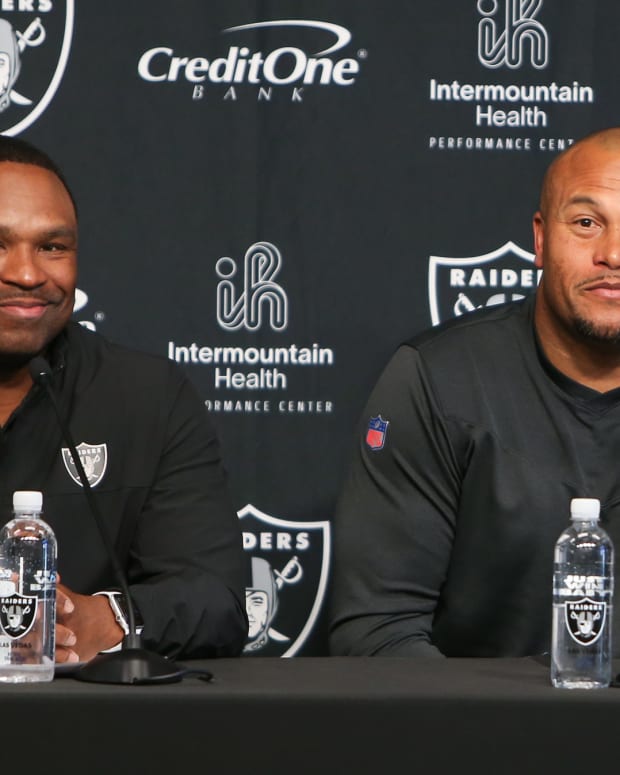 Las Vegas Raiders Interim General Manager Champ Kelly and Interim Head Coach Antonio Pierce
